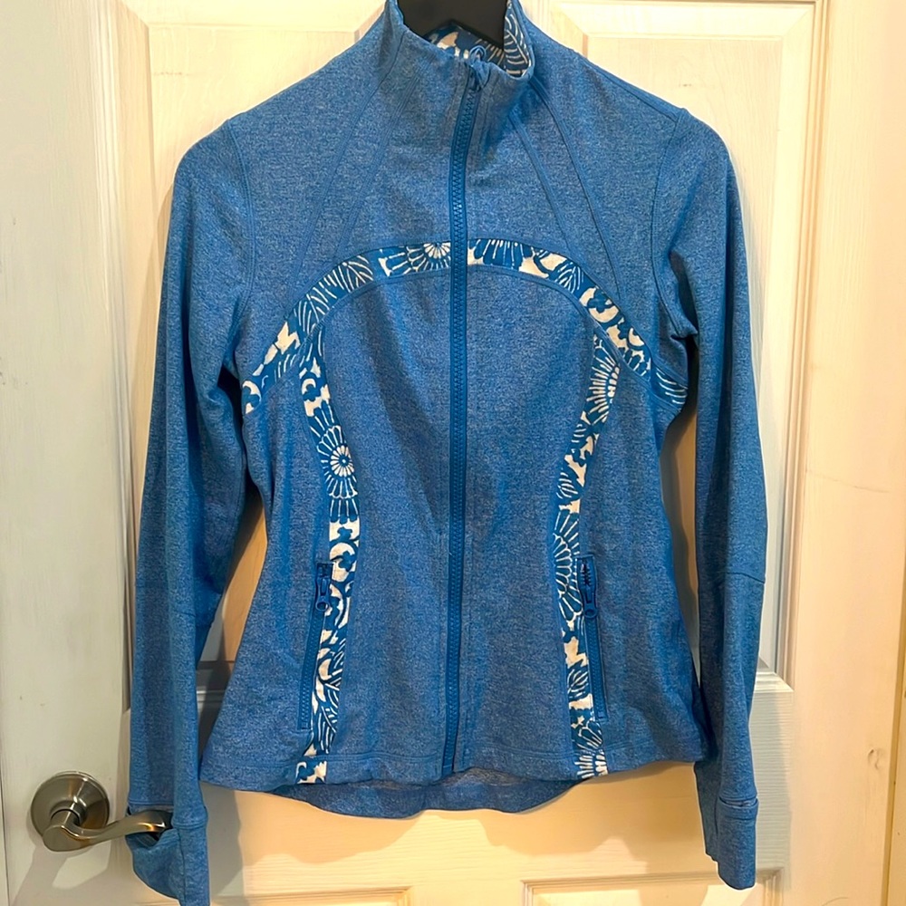 Blue Lululemon jacket with thumb holes